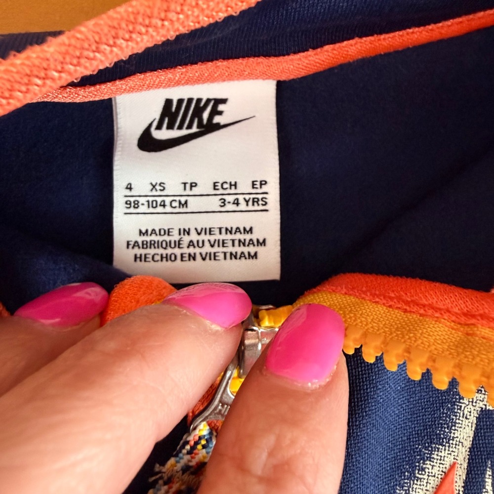 Nike Boys 2-Piece Tracksuit Set Midnight‎ Navy Orange 86M510-U90 Size 4 NEW - Picture 2 of 10
